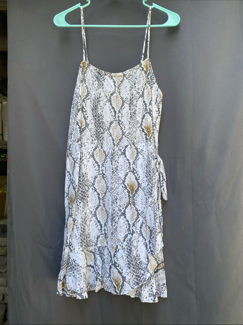 Express Snake-Print Spaghetti Strap Mini Dress - White & Brown